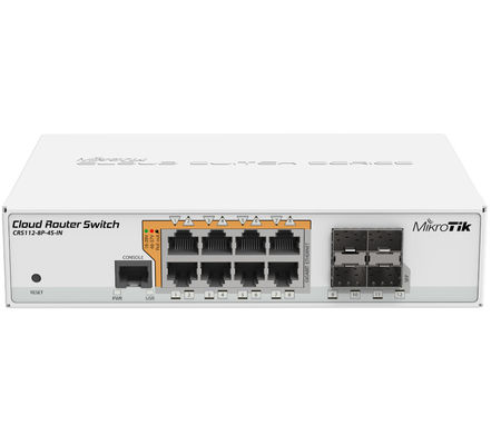 Un gigabit ROS Wired Router Switch Poe CRS112-8P-4S-IN da tavolino di 4 SFS